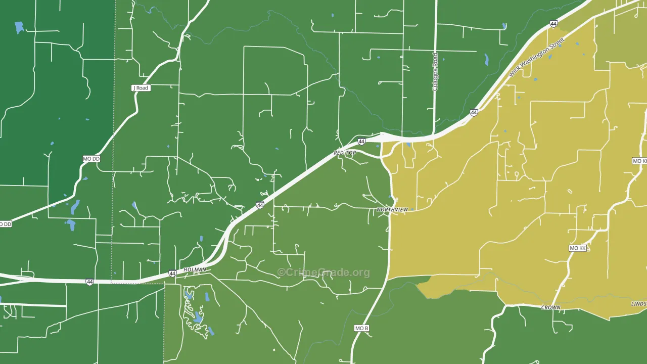 Northview, MO Map of Burglary Rates
