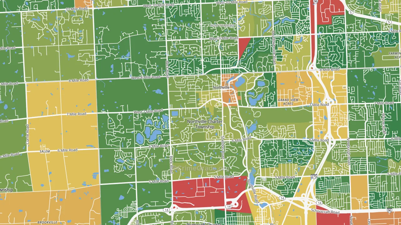 Northville, MI Map of Burglary Rates