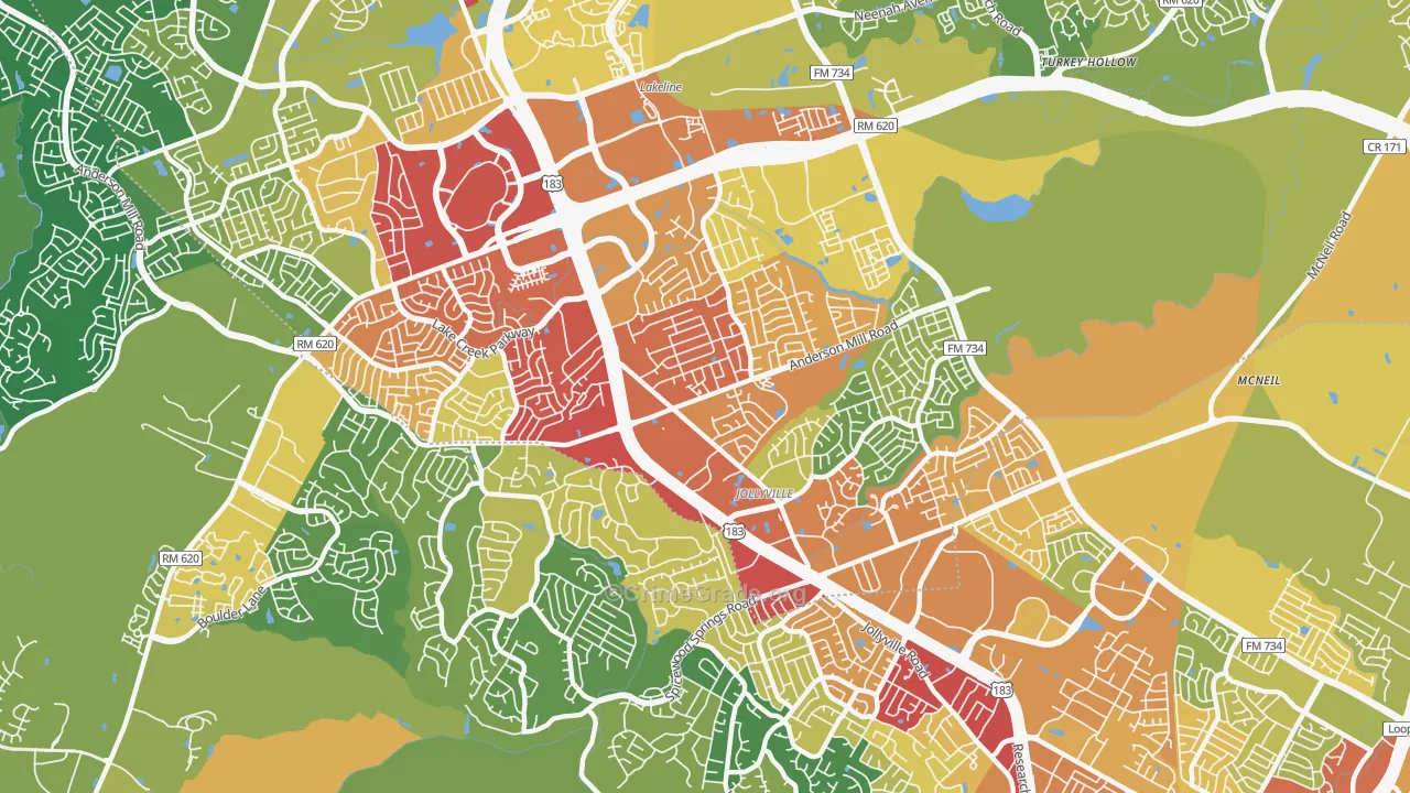Northwest Austin, Austin, TX Map of Burglary Rates