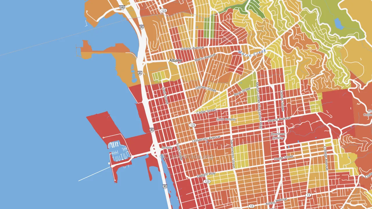 Northwest Berkeley, Berkeley, CA Map of Burglary Rates