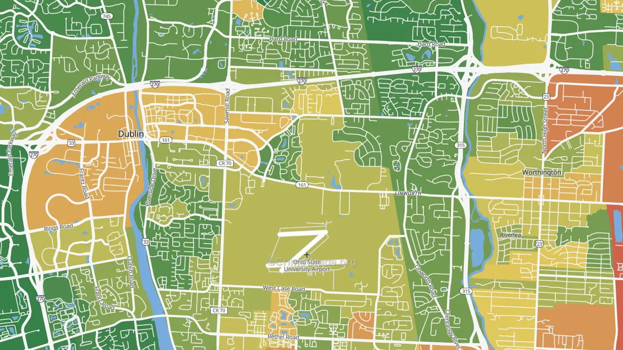 Northwest, Columbus, OH Map of Burglary Rates