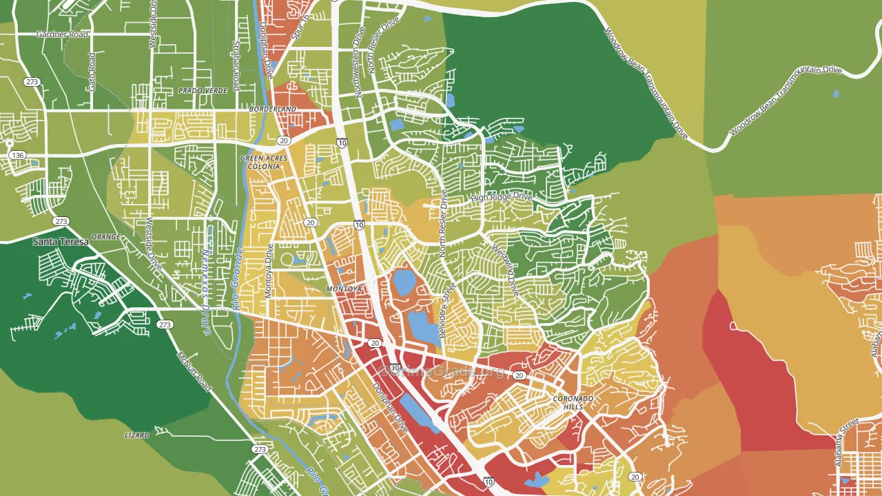 Northwest, El Paso, TX Map of Burglary Rates