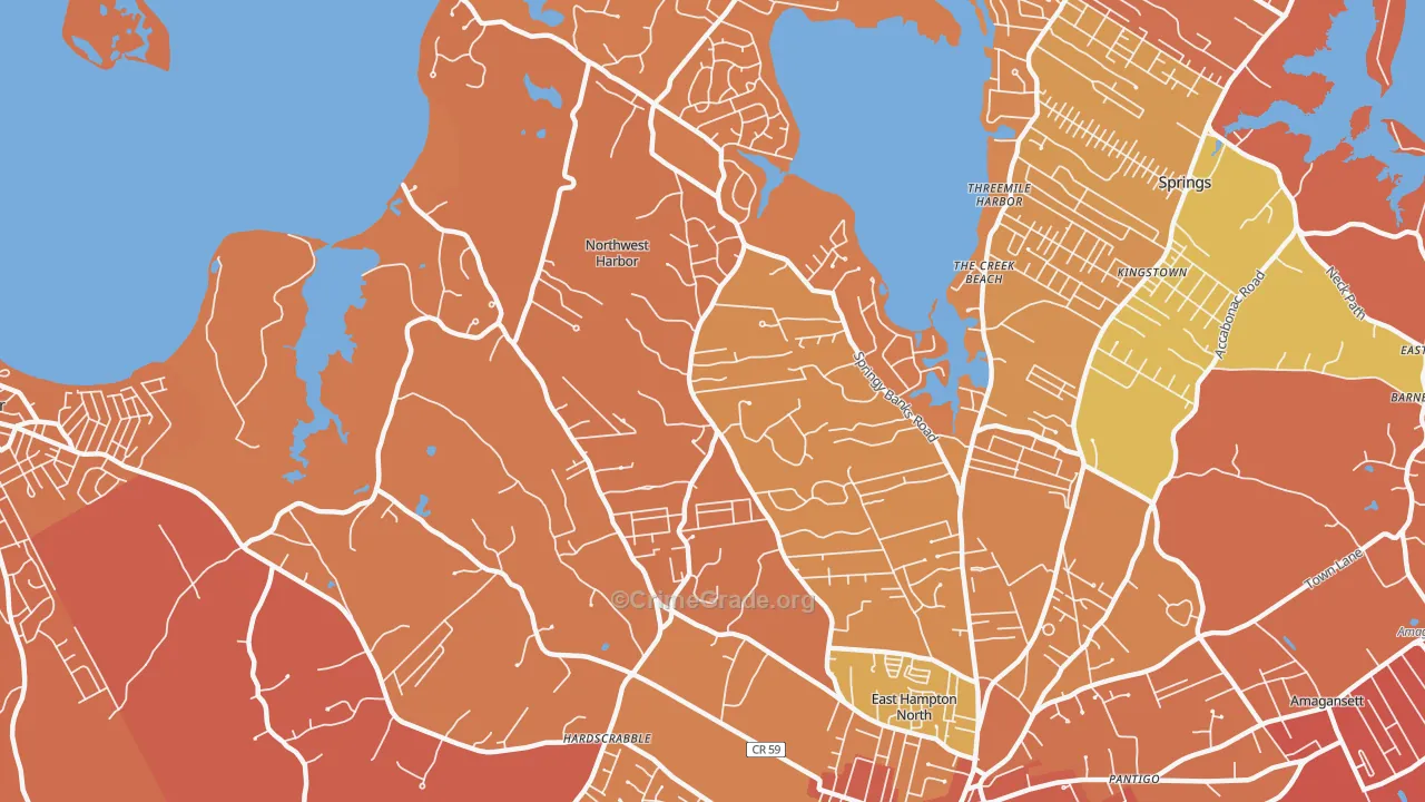 Northwest Harbor, NY Map of Burglary Rates