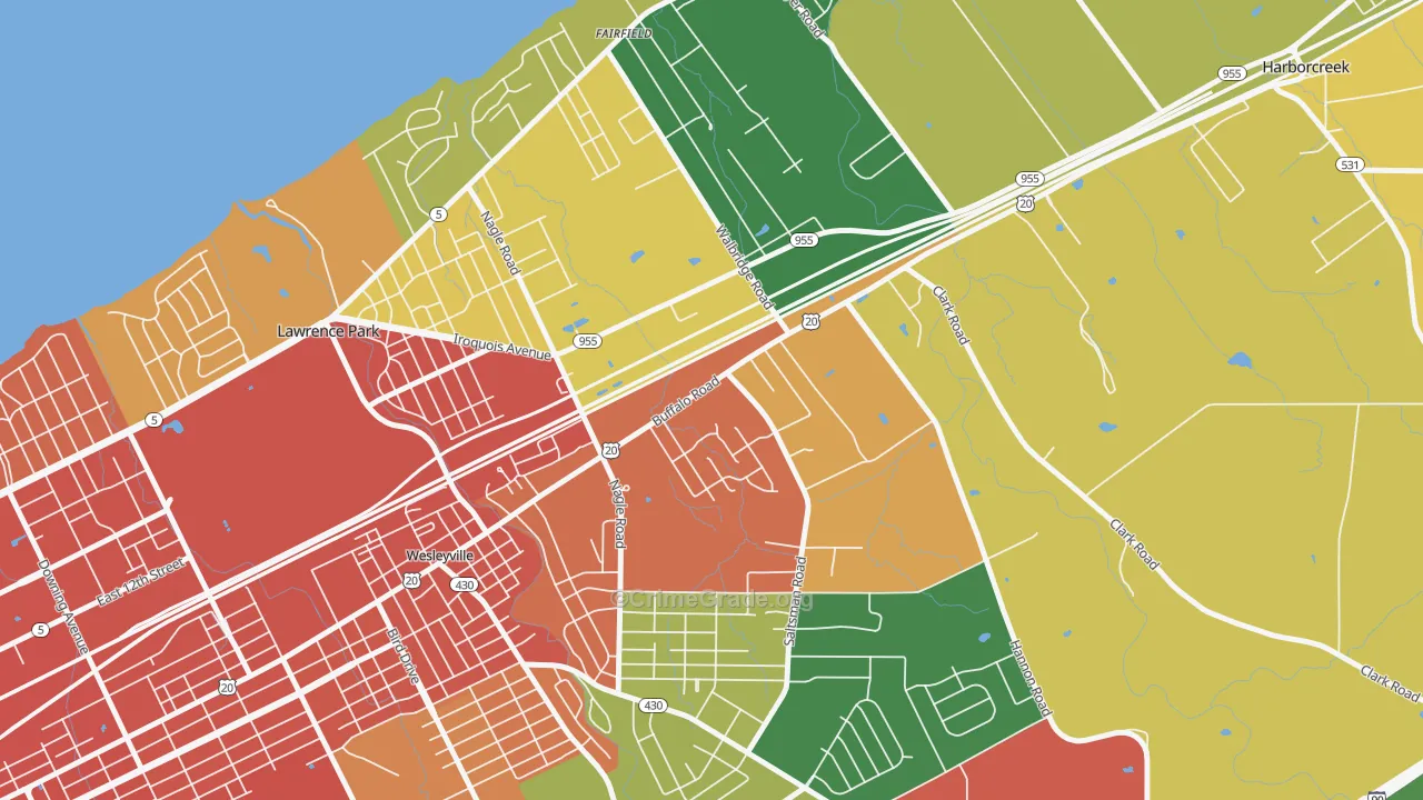 Northwest Harborcreek, PA Map of Burglary Rates