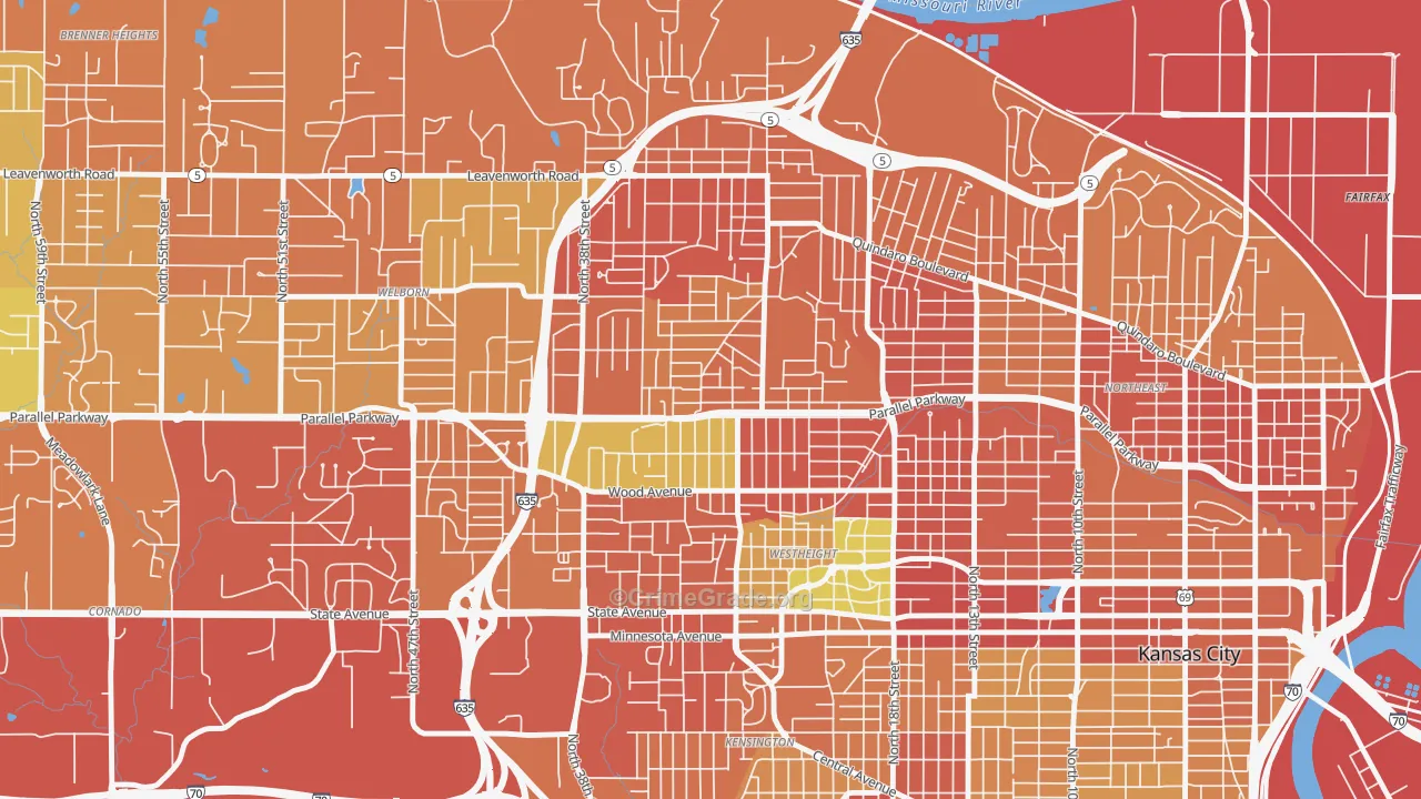 Northwest, Kansas City, KS Map of Burglary Rates