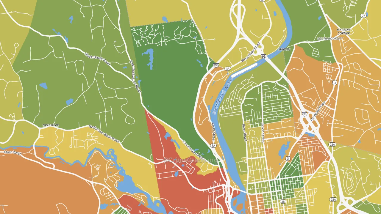 Northwest, Manchester, NH Map of Burglary Rates