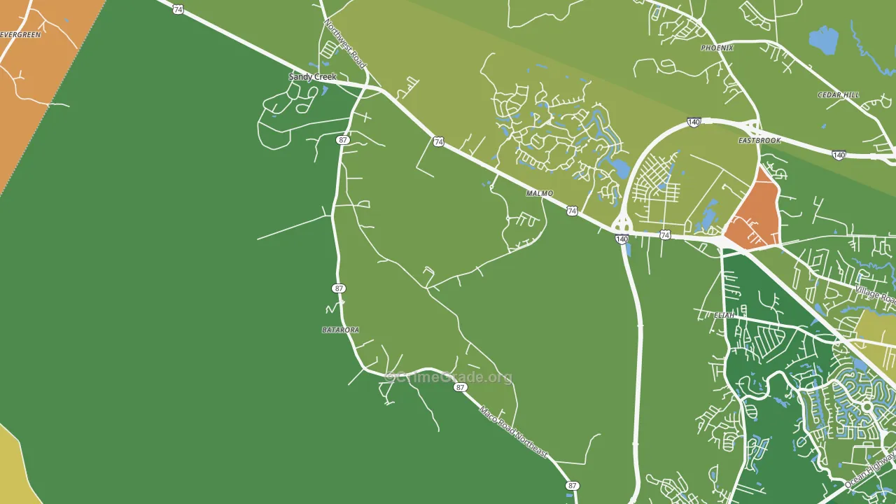 Northwest, NC Map of Burglary Rates