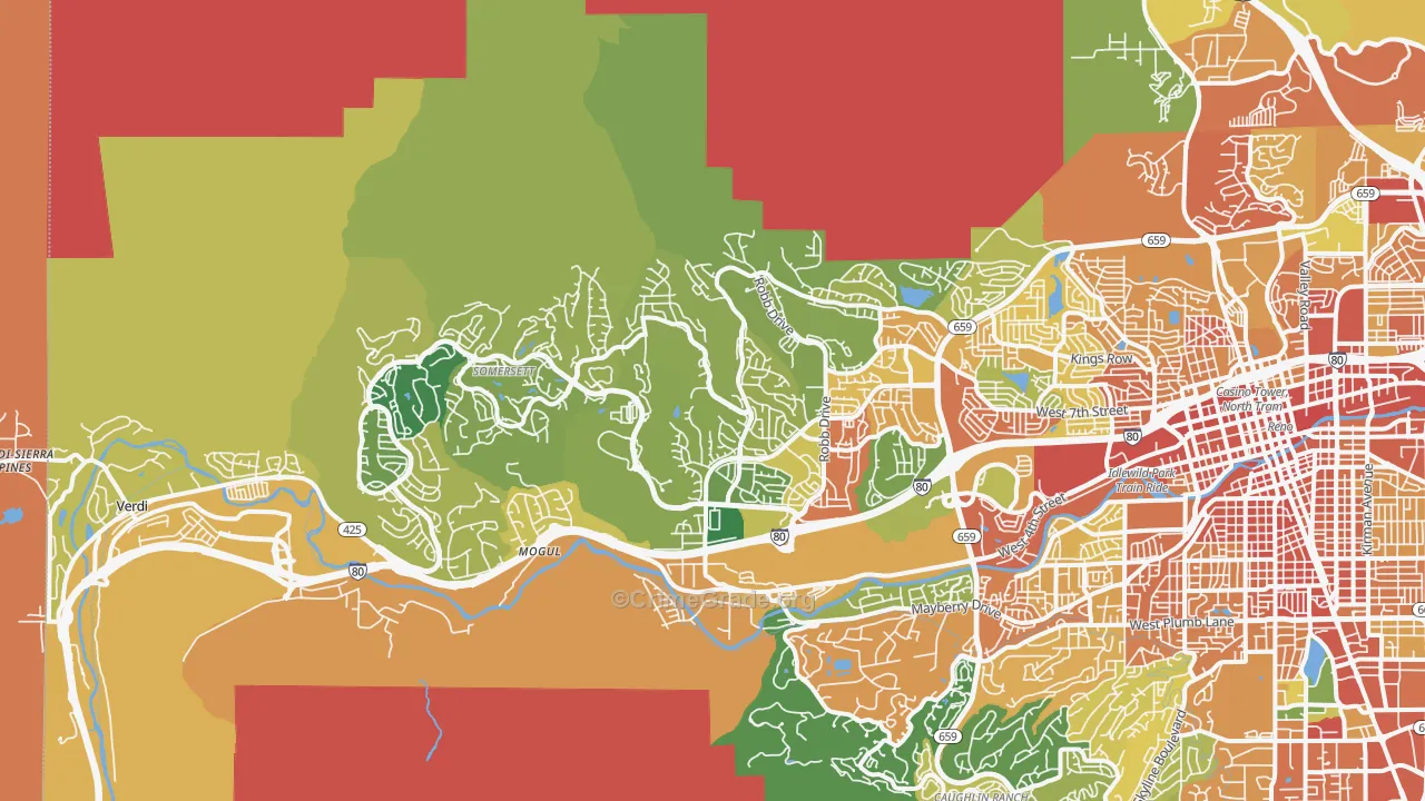 Northwest, Reno, NV Map of Burglary Rates