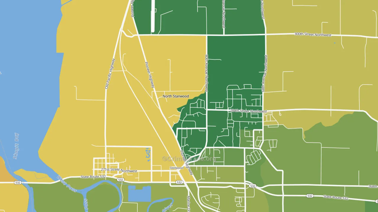 Northwest Stanwood, WA Map of Burglary Rates