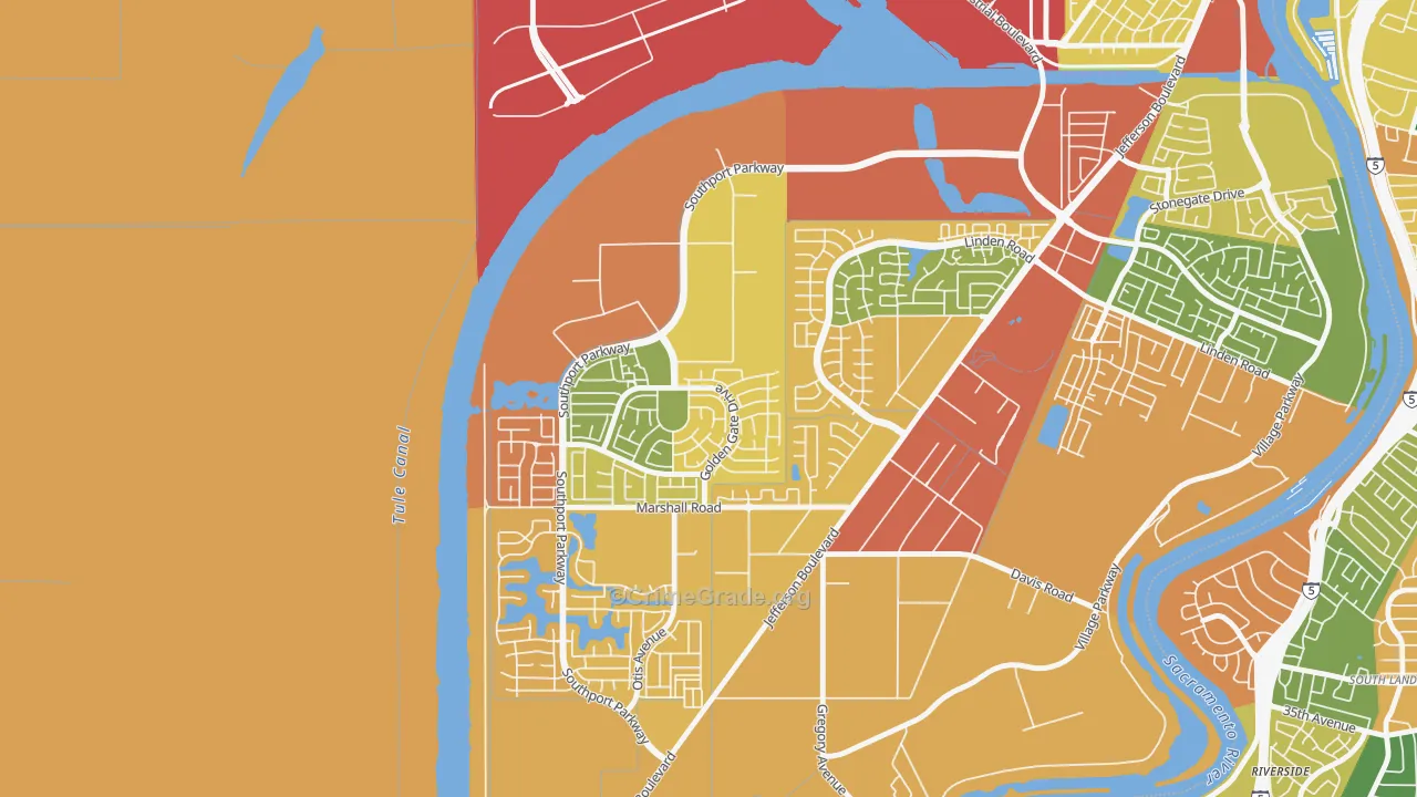 Northwest Village, West Sacramento, CA Map of Burglary Rates