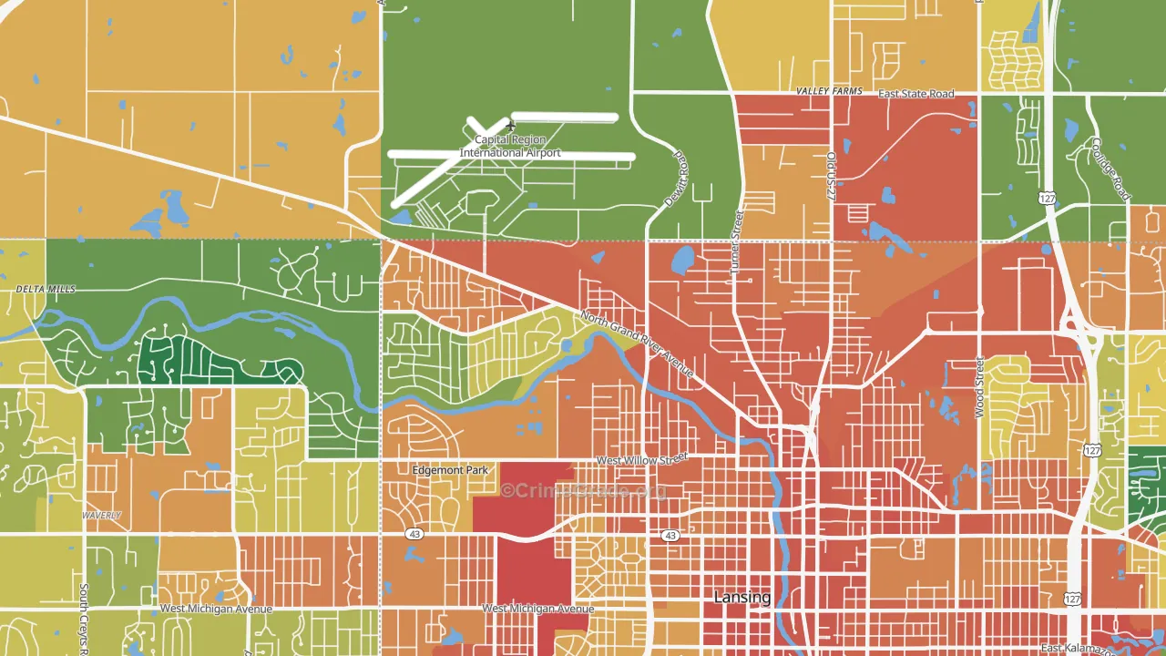 Northwestside, Lansing, MI Map of Burglary Rates