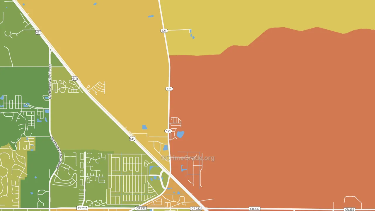 Northwood, FL Map of Burglary Rates