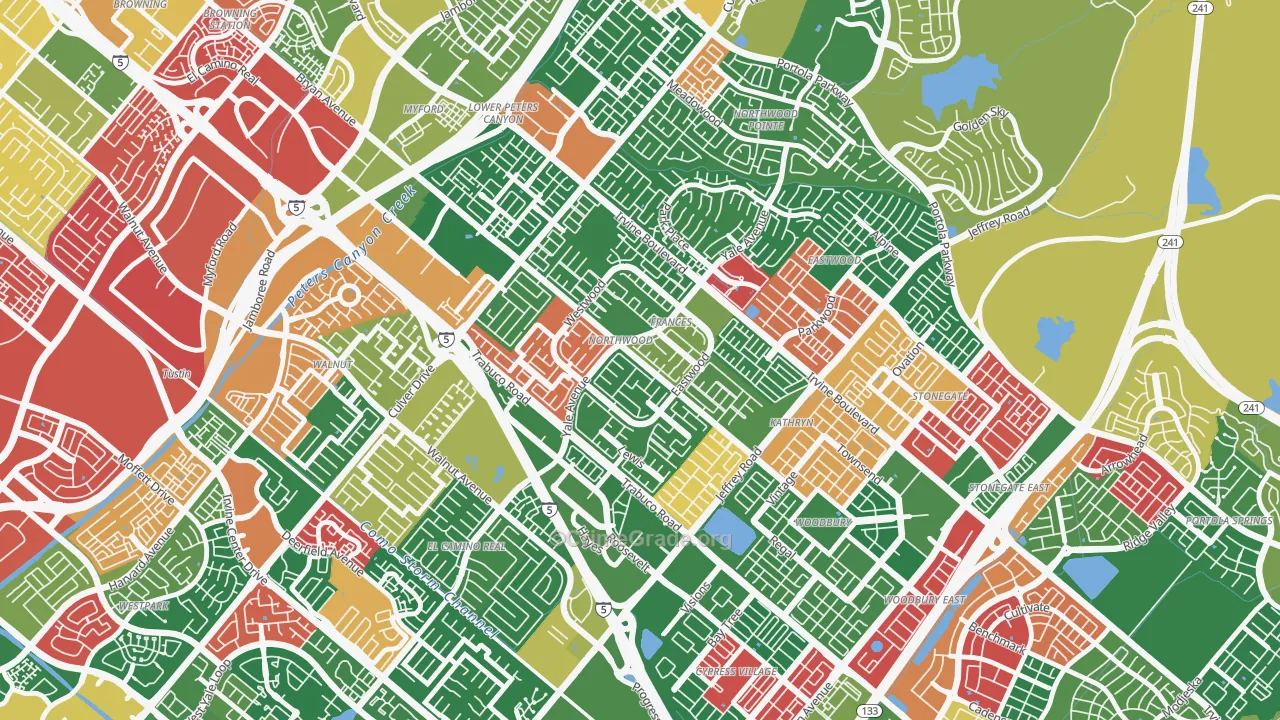Northwood, Irvine, CA Map of Burglary Rates