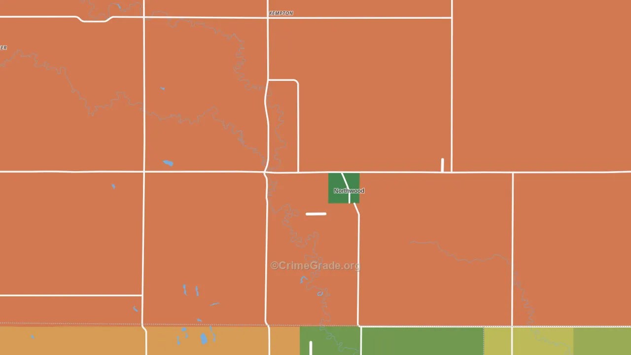 Northwood, ND Map of Burglary Rates