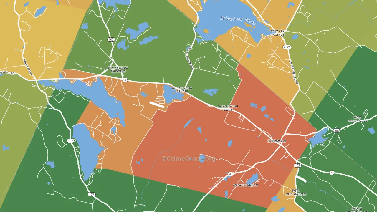 Northwood, NH Map of Burglary Rates