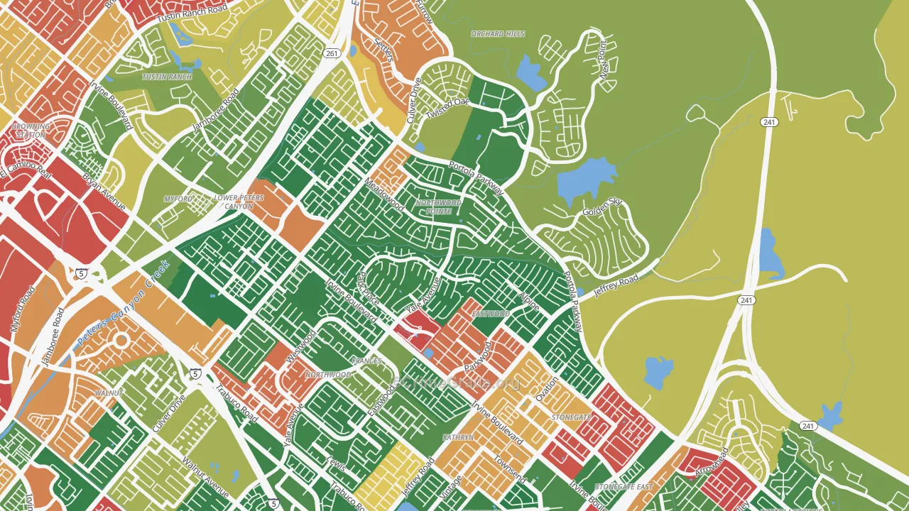 Northwood Point, Irvine, CA Map of Burglary Rates