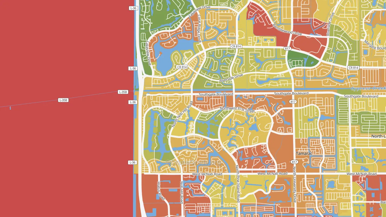 Northwood, Tamarac, FL Map of Burglary Rates