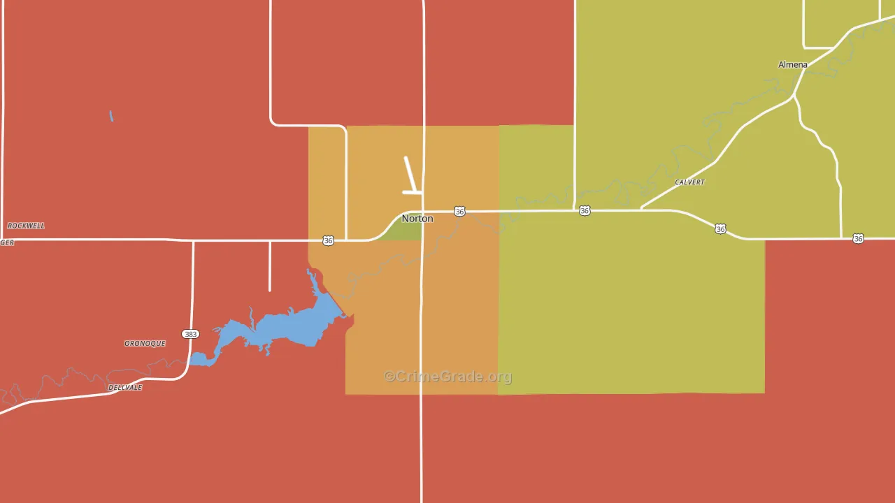 Norton County, KS Map of Burglary Rates