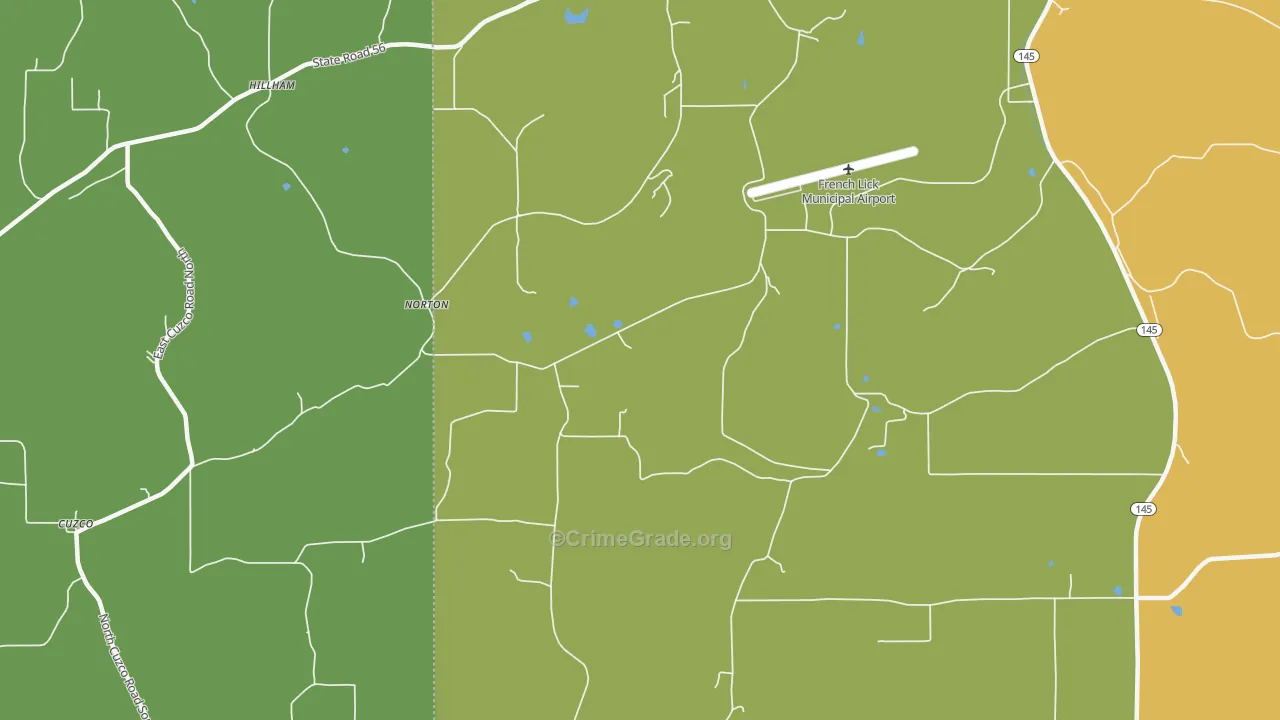Norton, IN Map of Burglary Rates