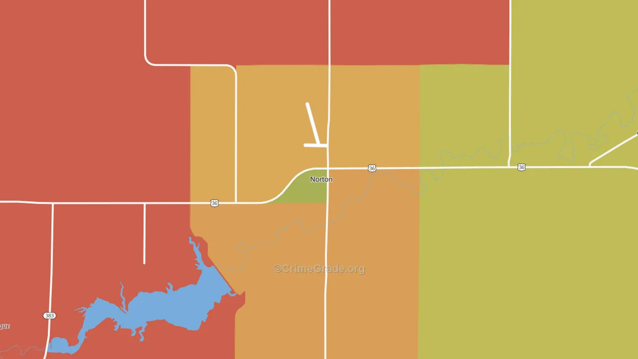 Norton, KS Map of Burglary Rates
