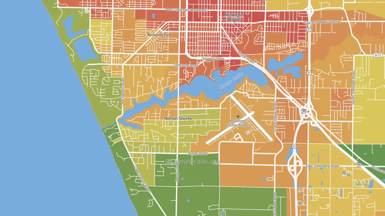 Norton Shores, MI Map of Burglary Rates