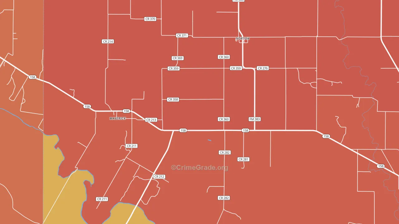 Norton, TX Map of Burglary Rates