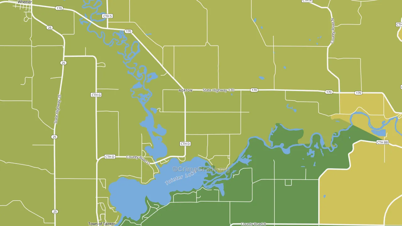 Norton, WI Map of Burglary Rates