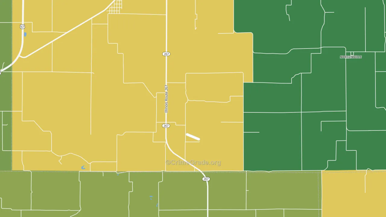 Nortonville, IL Map of Burglary Rates