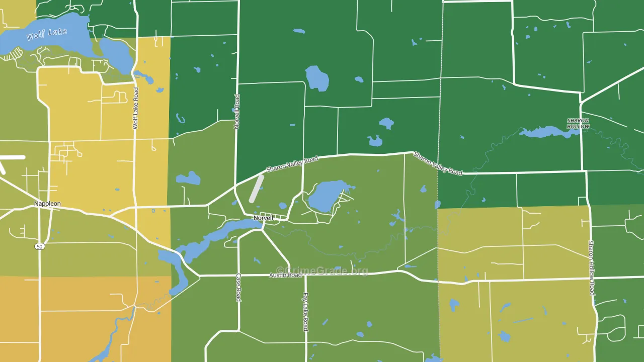 Norvell, MI Map of Burglary Rates