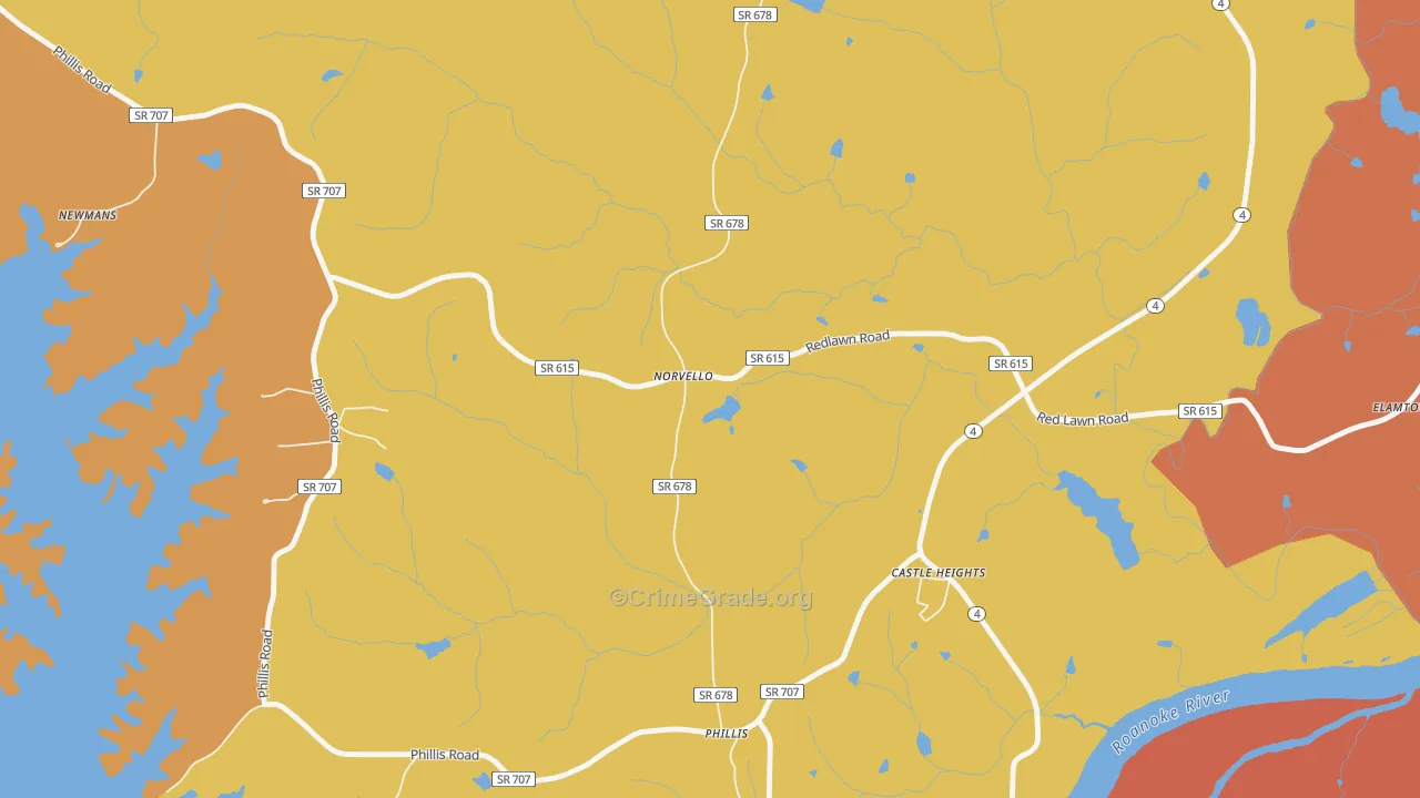 Norvello, VA Map of Burglary Rates