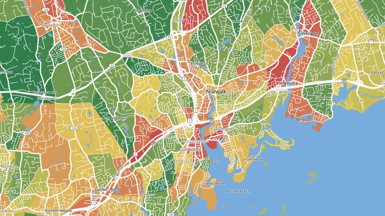 Norwalk, CT Map of Burglary Rates