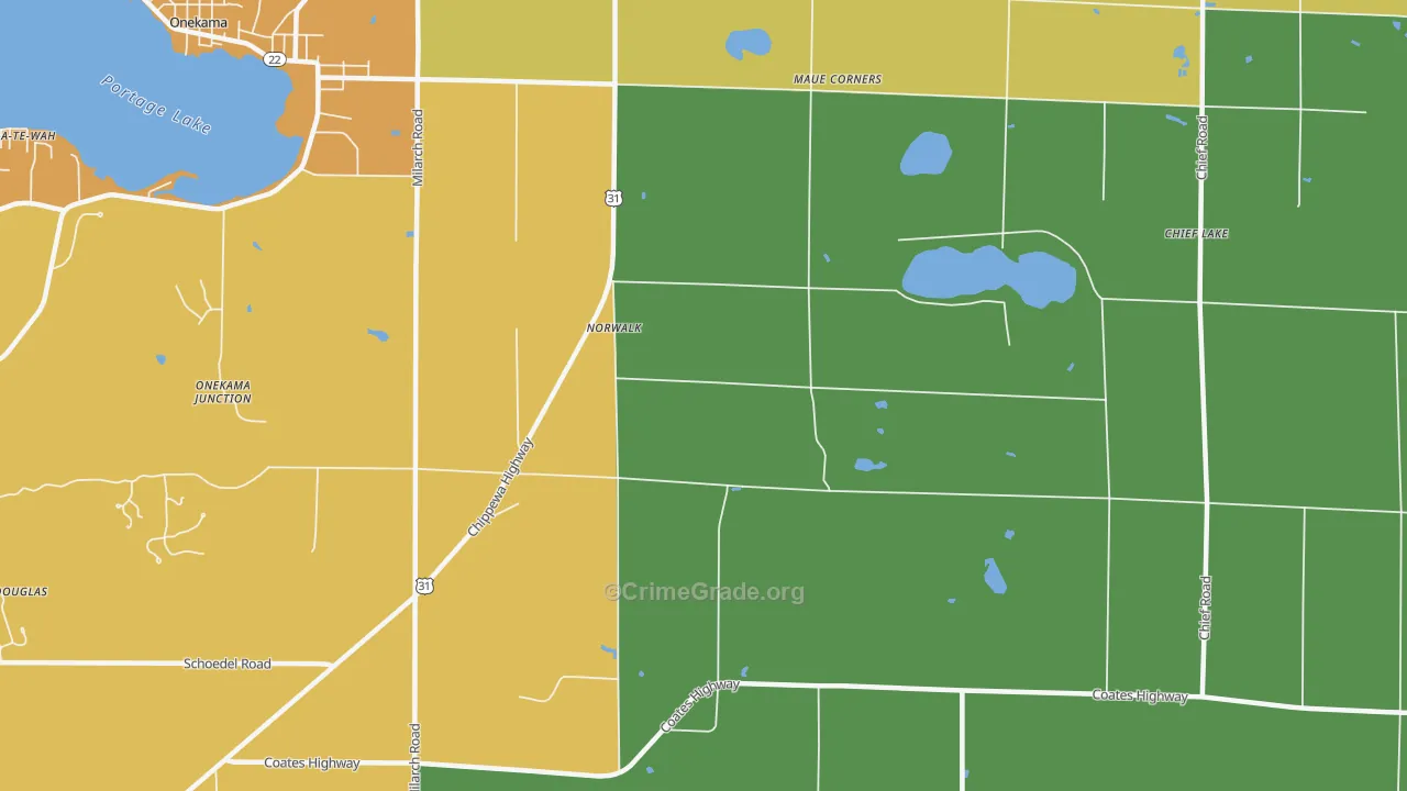 Norwalk, MI Map of Burglary Rates