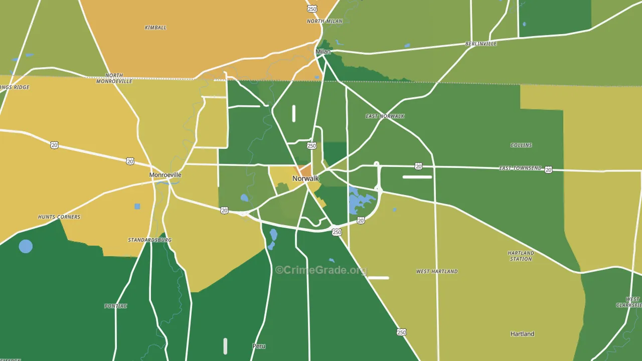Norwalk, OH Map of Burglary Rates