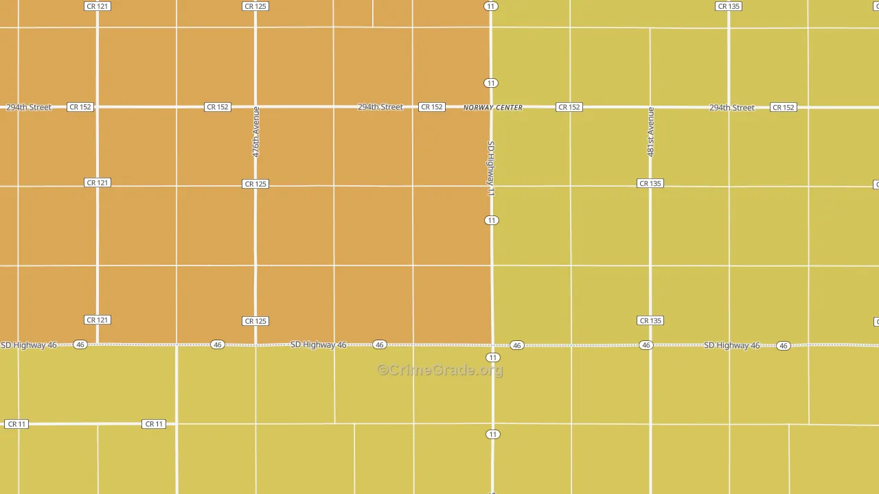 Norway Center, SD Map of Burglary Rates