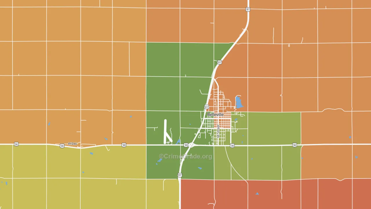 Norway, KS Map of Burglary Rates
