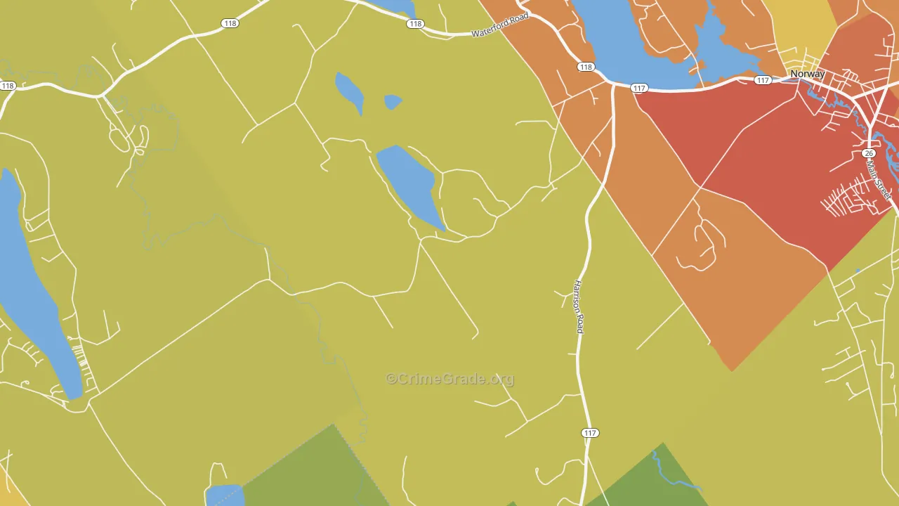 Norway Lake, ME Map of Burglary Rates