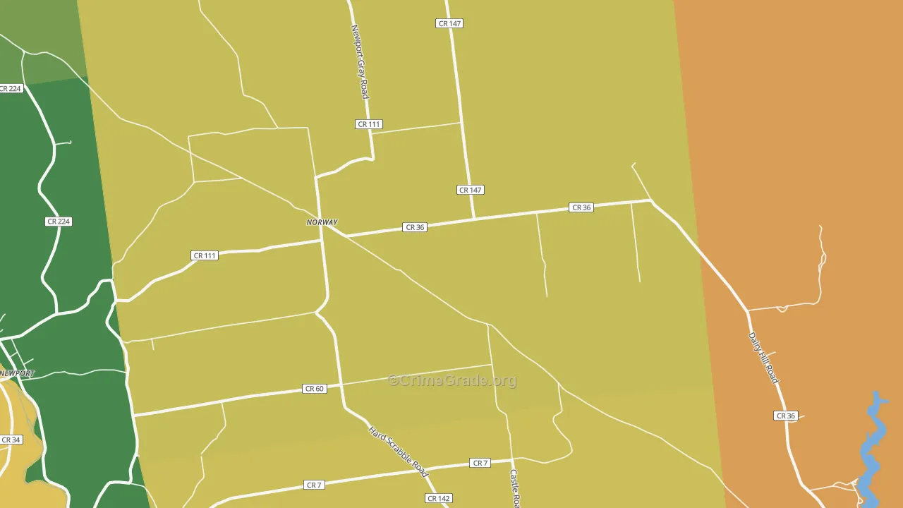 Norway, NY Map of Burglary Rates