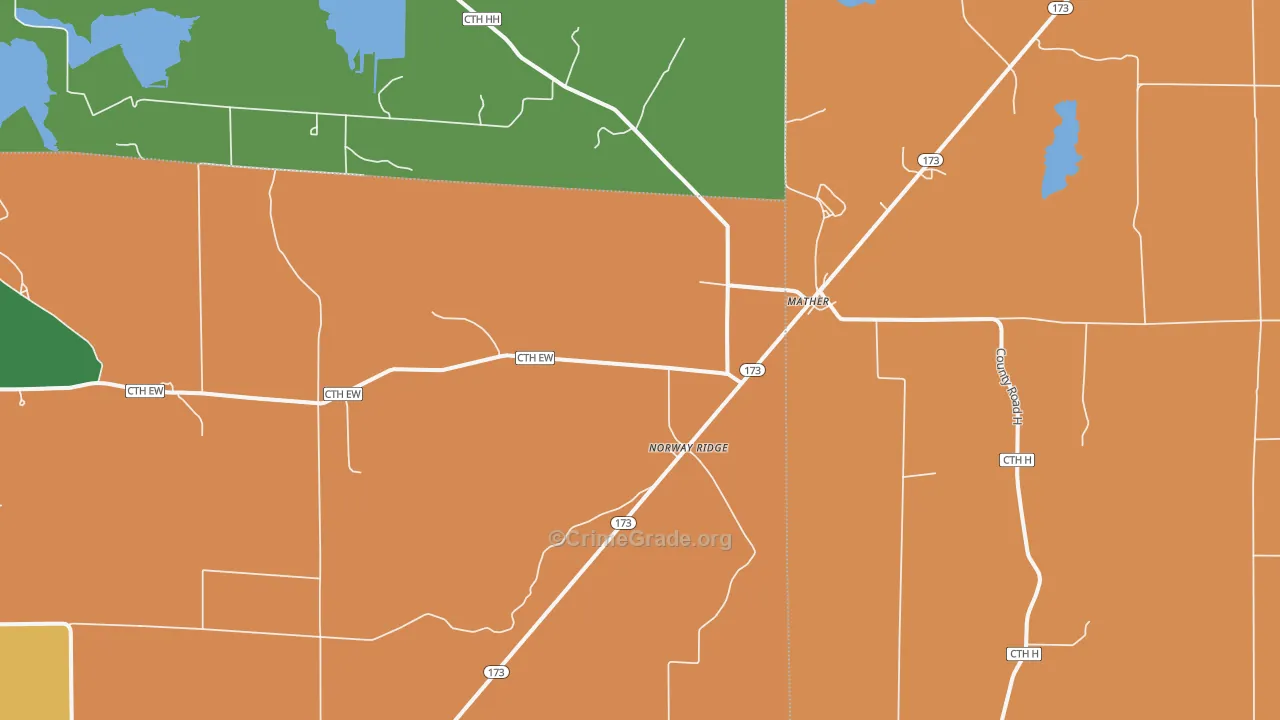 Norway Ridge, WI Map of Burglary Rates
