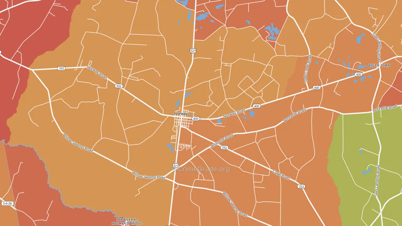Norway, SC Map of Burglary Rates