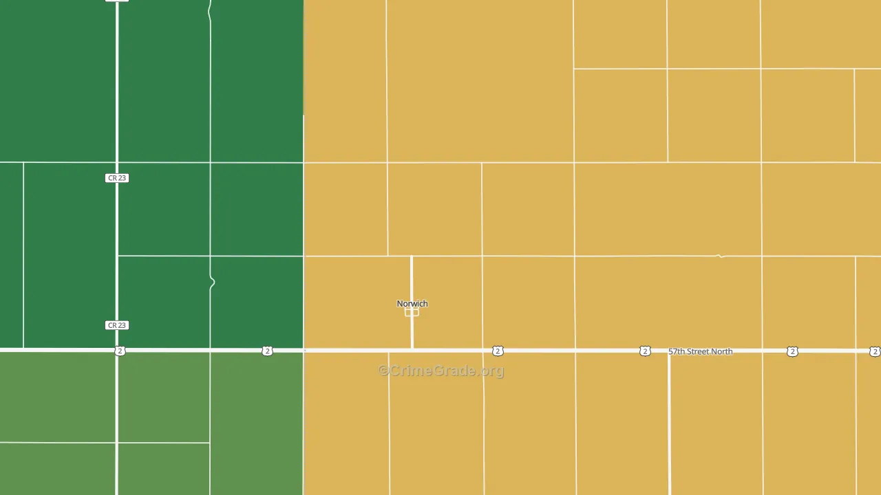 Norwich, ND Map of Burglary Rates
