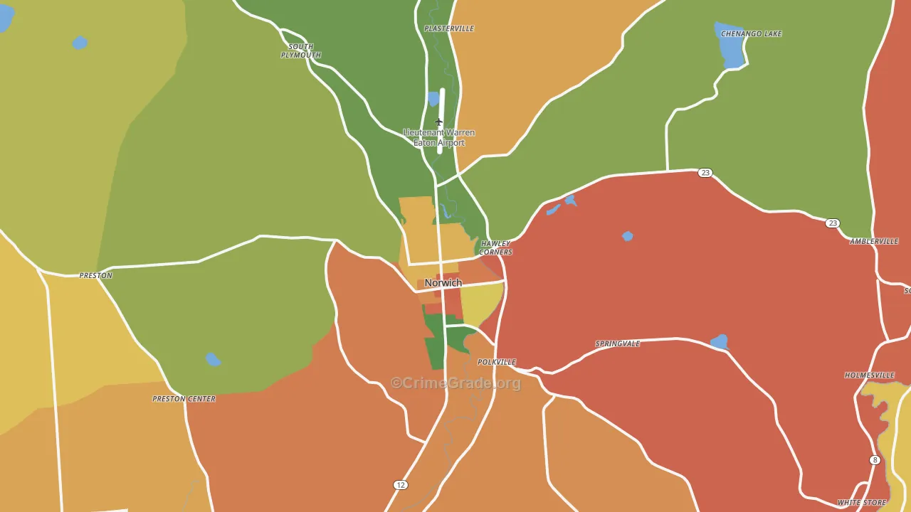 Norwich, NY Map of Burglary Rates