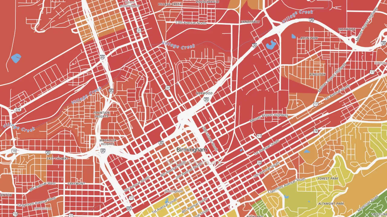 Norwood, Birmingham, AL Map of Burglary Rates
