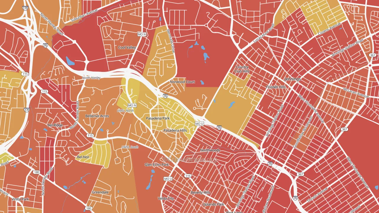 Norwood Court, MO Map of Burglary Rates
