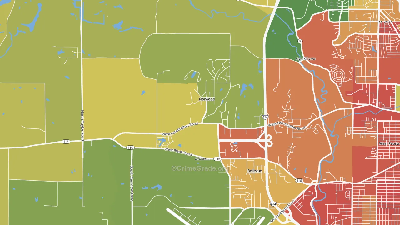 Norwood, IL Map of Burglary Rates
