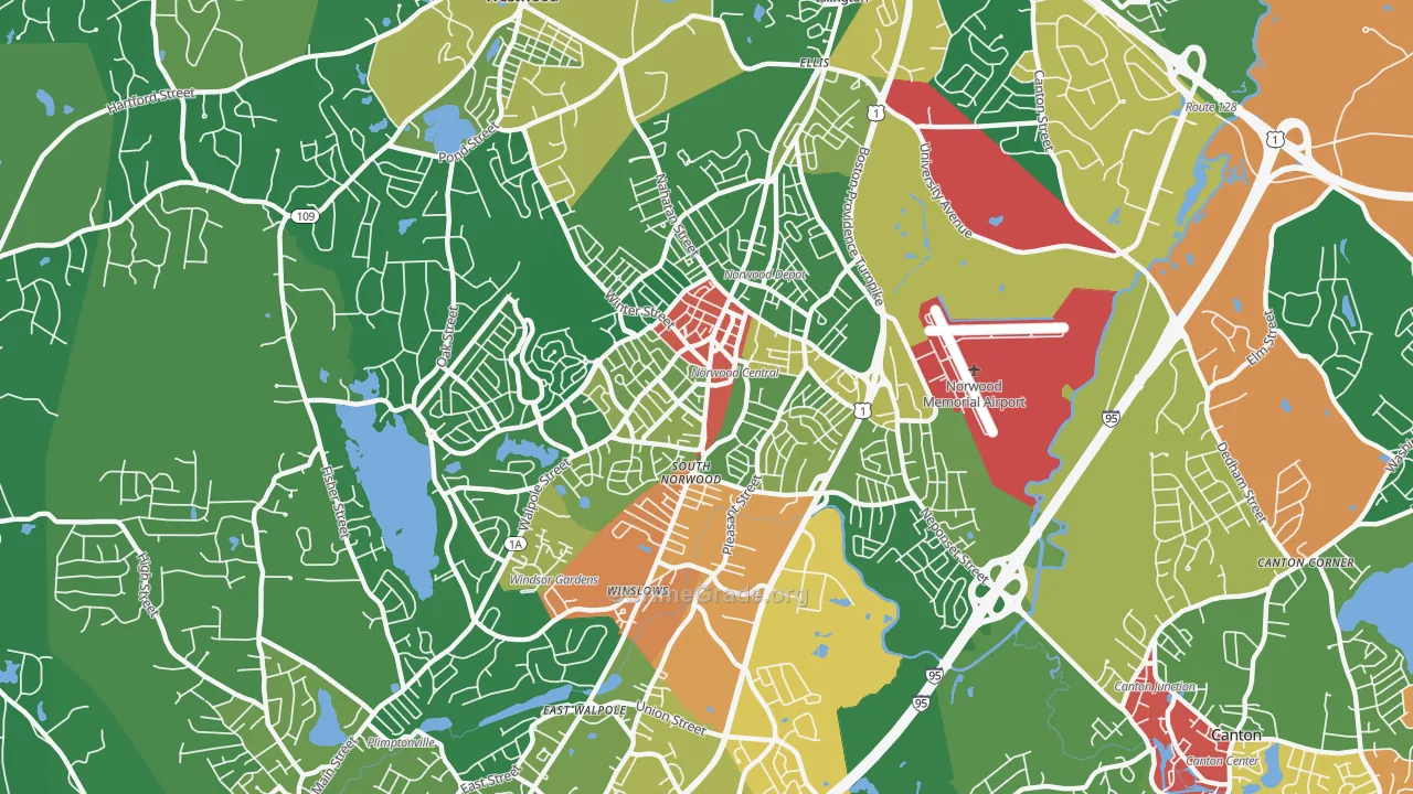 Norwood, MA Map of Burglary Rates
