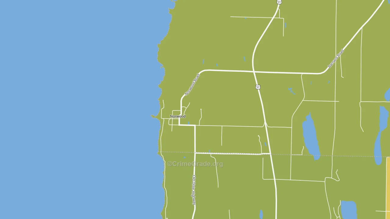Norwood, MI Map of Burglary Rates