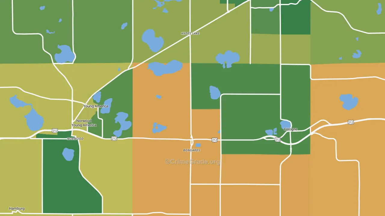 Norwood, MN Map of Burglary Rates