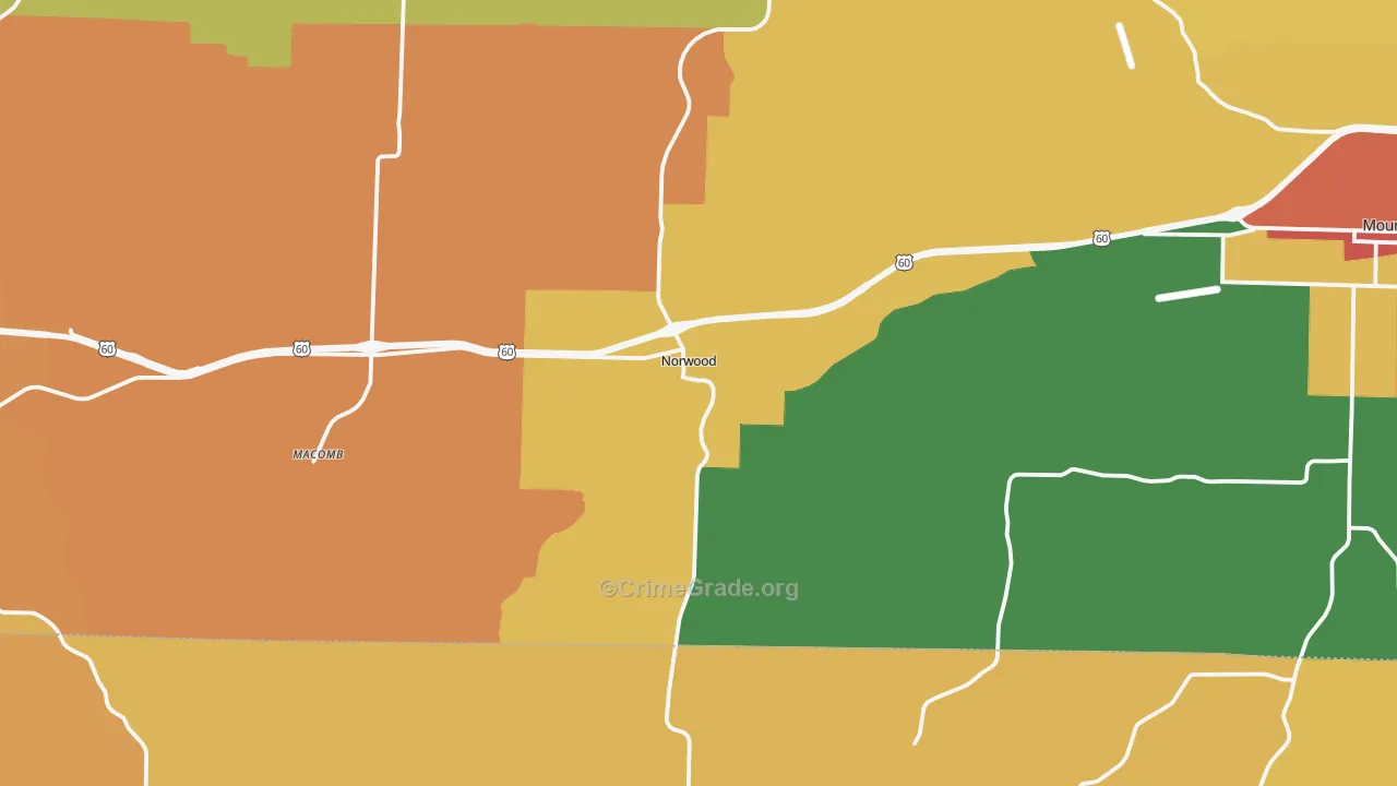 Norwood, MO Map of Burglary Rates