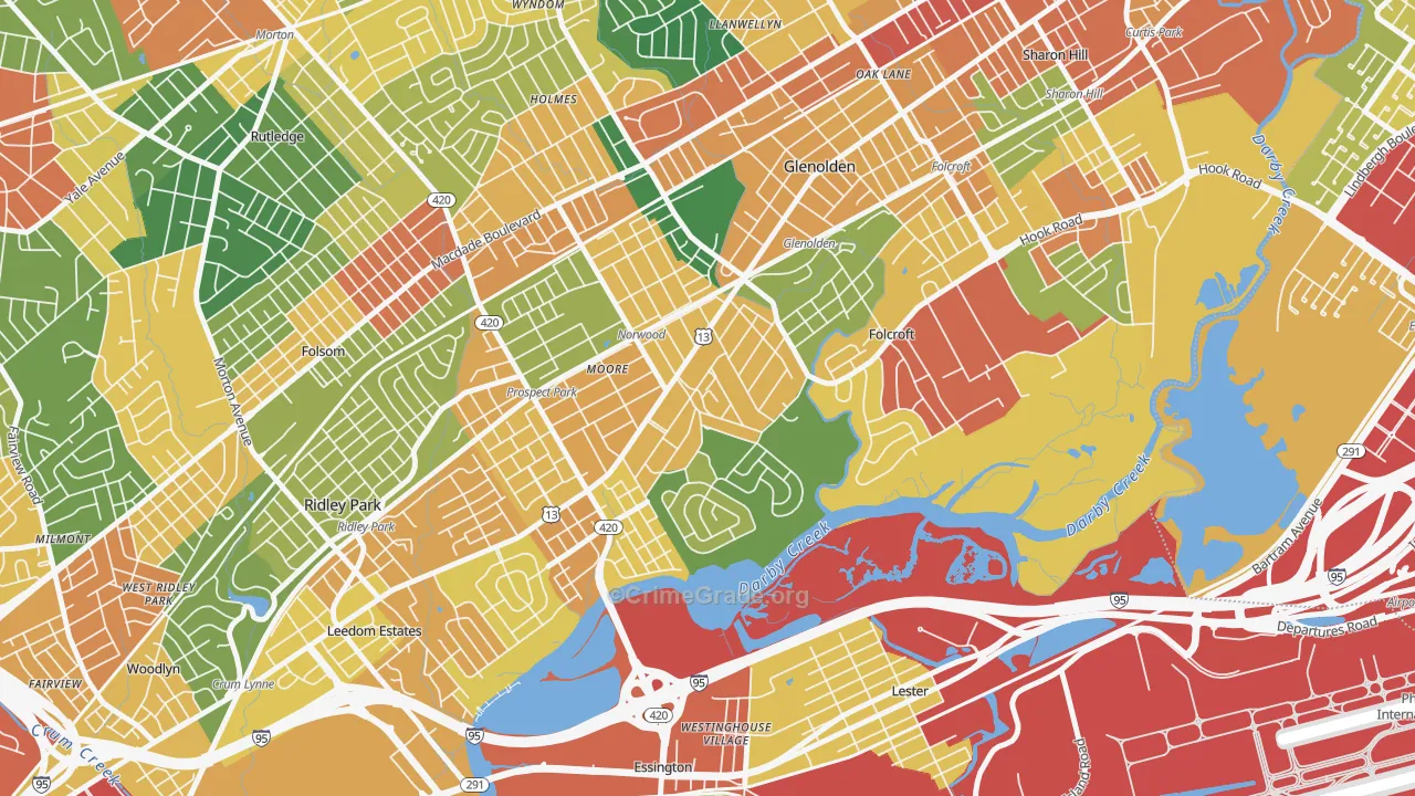 Norwood, PA Map of Burglary Rates