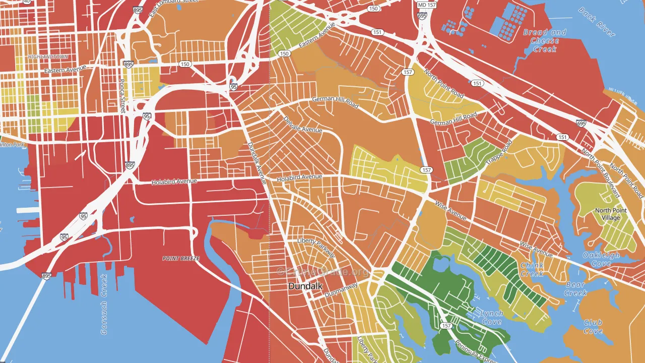 Norwood Park, Dundalk, MD Map of Burglary Rates